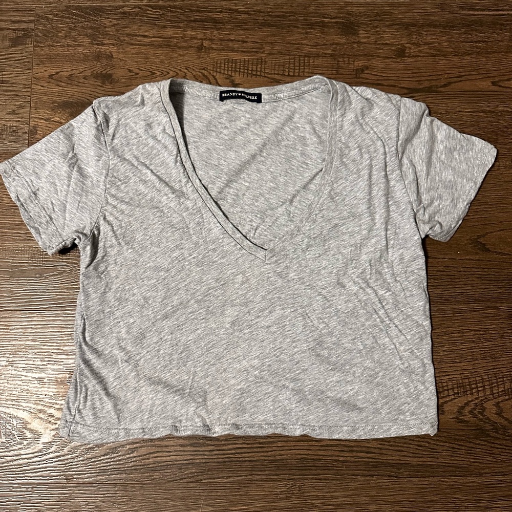 Brandy Melville Gray V-Neck Women's Top